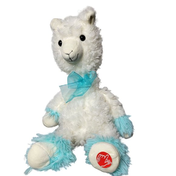 Dan Dee White Llama with Blue Bow Singing Dancing Flo Rida Good Feeling - Picture 1 of 9